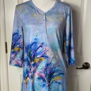 LEOMA LOVEGROVE  Solo Henley Dress SMALL. Tropical colors and hues.  Pal…